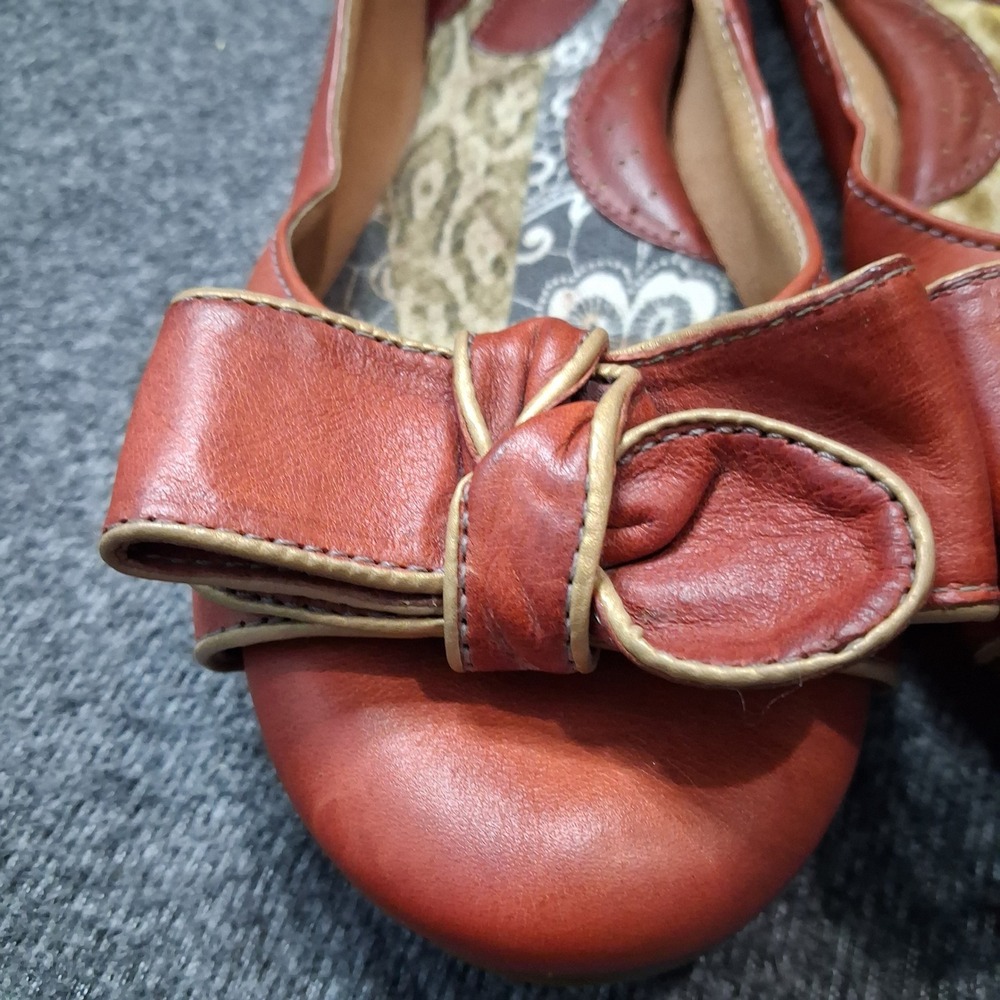 Born Leather Ballet Flats Orange Bow Slip On Shoes W92152 VBEJ10 Womens 8.5 40 - Picture 10 of 15